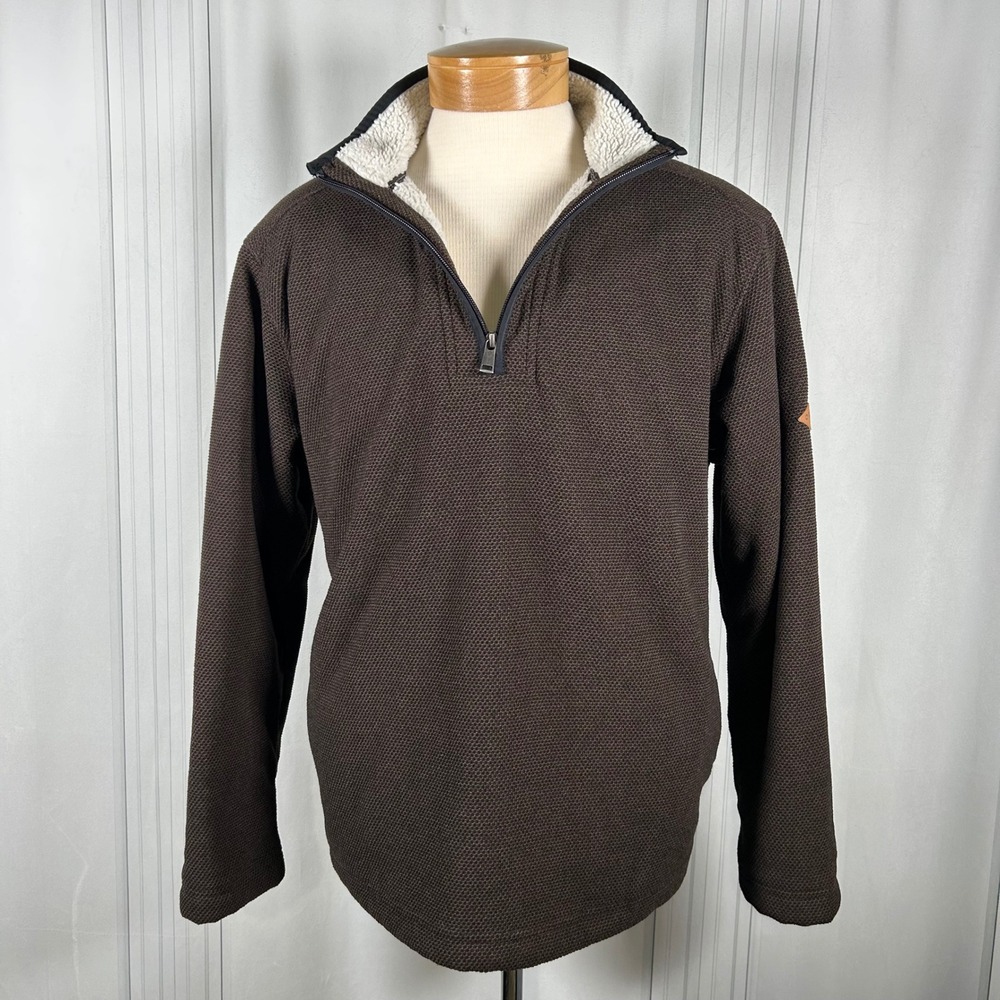 Men's Orvis Classic Collection‎ Sherpa-Lined 1/4 Zip Pullover, Brown, Size Large